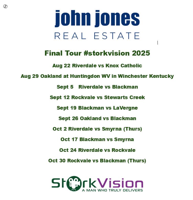 2025 StorkVision Broadcast Schedule
